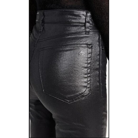 rag & bone Womens 27 Casey High Rise Ankle Flare Jeans Coated Black - Picture 11 of 12